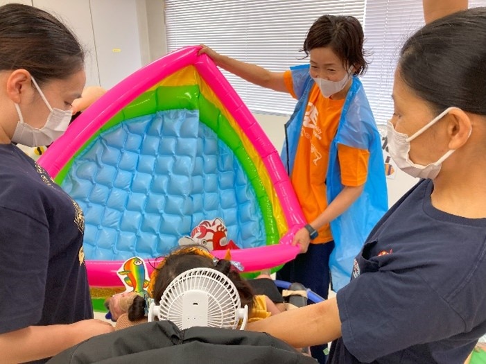 People and a baby pool