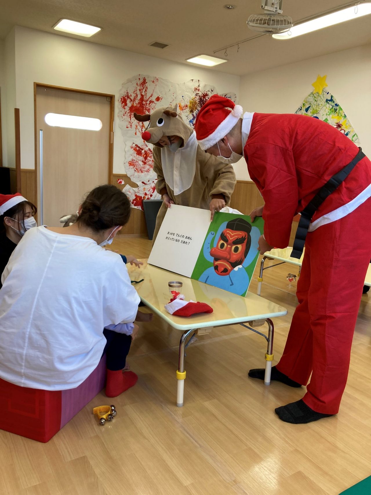 Santa reading a book